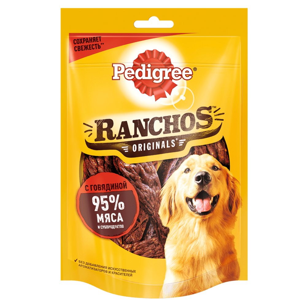 ПР0054659 Лакомство для собак Ranchos мясные ломтики с говядиной 58г PEDIGREE 