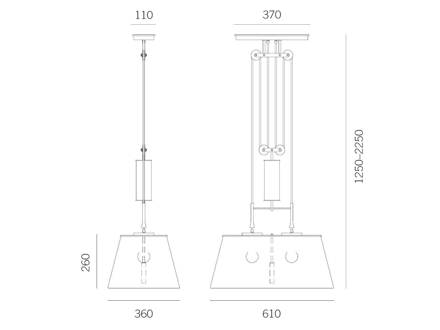 Подвесной светильник из металла и шелка Kalmar ZYLINDERZUG ARCH-00081252 - Вид №3