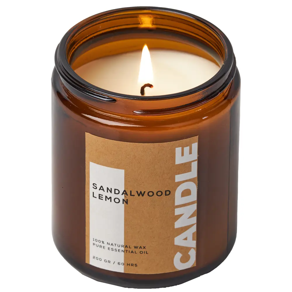 Свеча ароматизированная Sandalwood&Lemon коричневый 9 см 89348175 STLM-2164688 Santreyd 