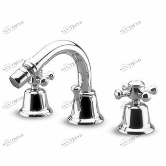 Z46268.8008 Смеситель для биде на три отверстия, поворотный излив, аэратор, слив 1 1/4 ", соединительные шланги. Zucchetti Delfi 