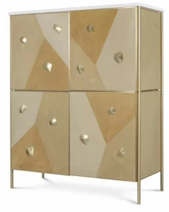 JOSÉ LEITE DE CASTRO Комод из алькантары и мрамора с распашными дверцами  10405588