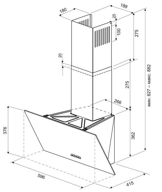 5323123 Вытяжка наклонная KRONA GABRIELE 600 white S белый STDN-0020518 - Вид №11