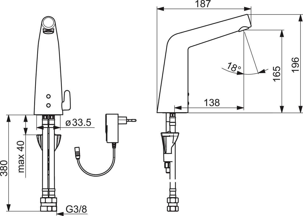 Oras 3016FT Смеситель для умывальника, 230/9 V 3016FT Inspera Хром  - Вид №2