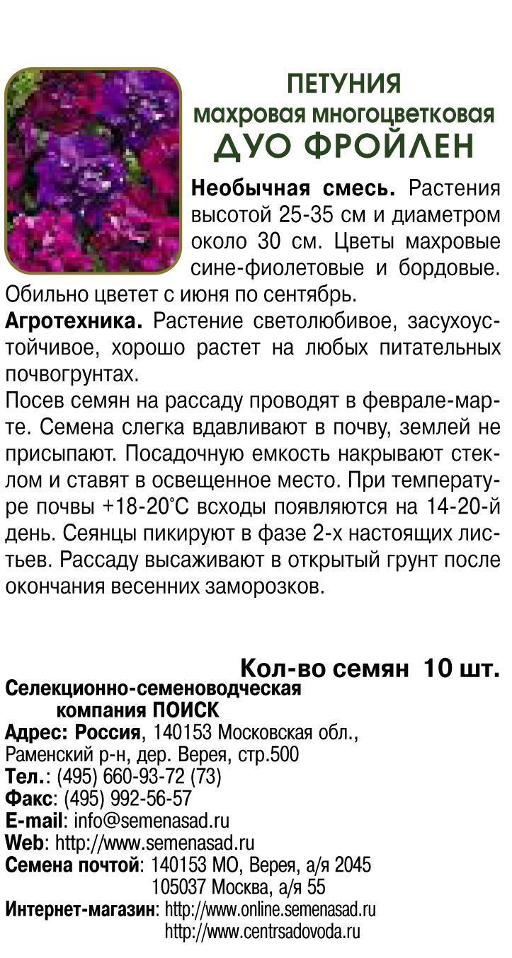 Santreyd Петуния махровая «Дуо Фройлен Люкс» - роскошное цветение в фиолетовых тонах 82102301 STLM-0018951 - Вид №1