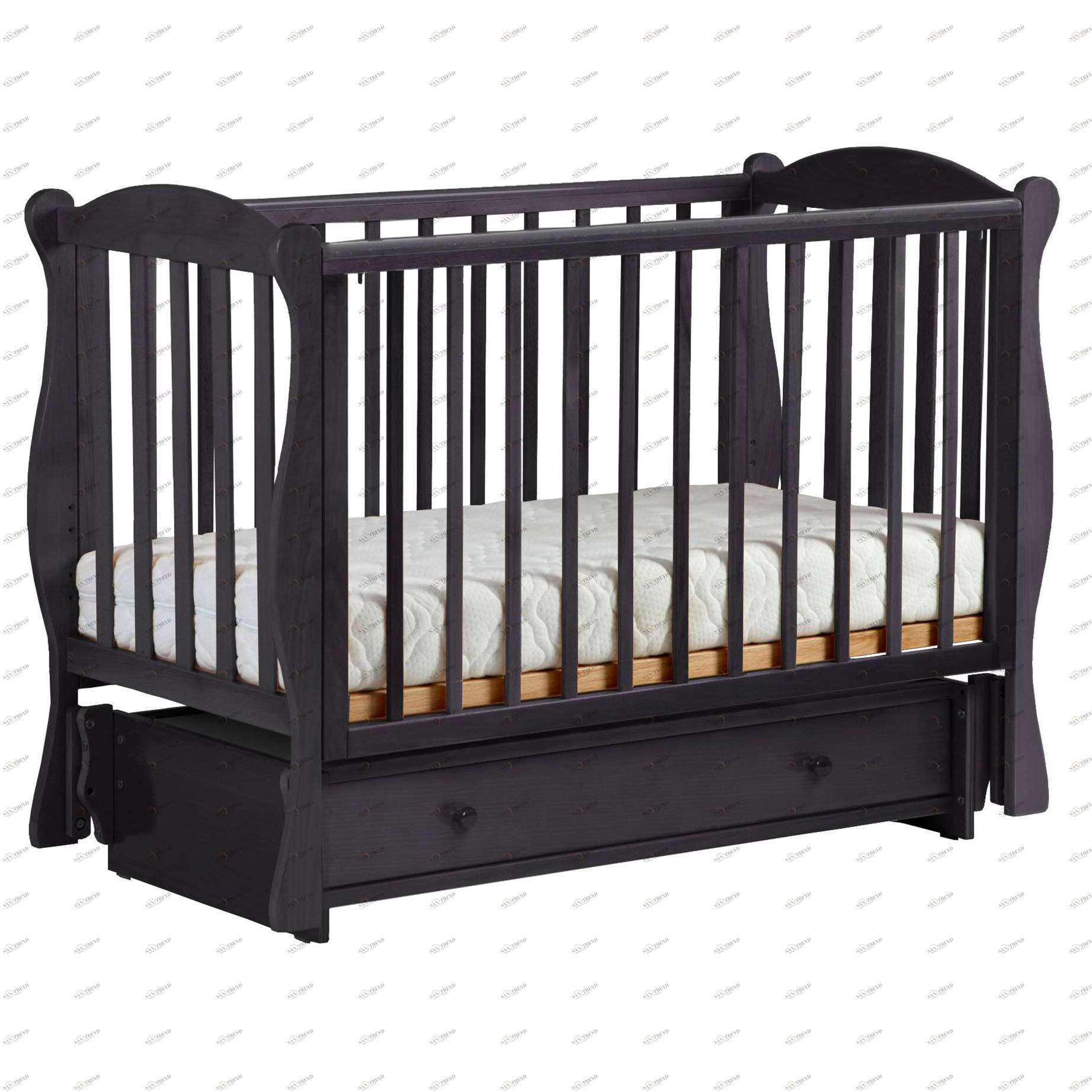 Детская кроватка с универсальным маятником "Кубаночка 6" венге ФАБРИКА ЛЕЛЬ  338413 Черный Santreyd 