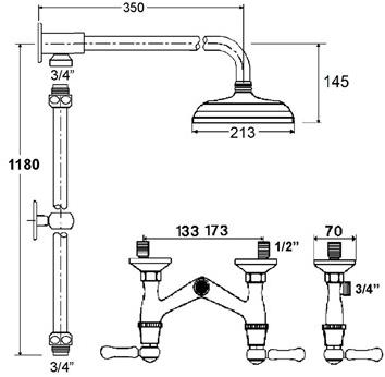 rvb Настенная душевая стойка с душевой лейкой 1935 limoges 1935.--.63 - Вид №1