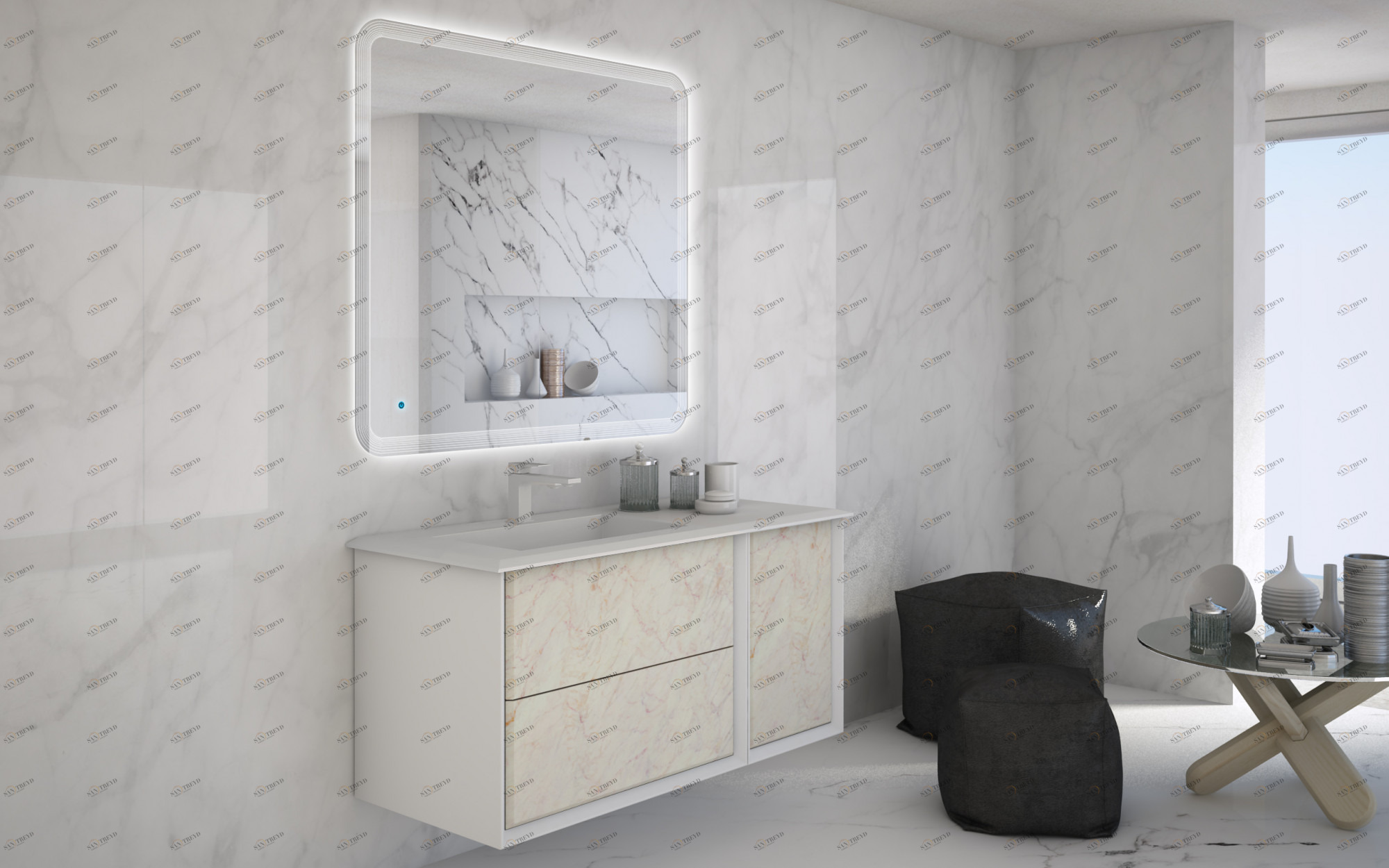 Мебель для ванной CEZARES BELLAGIO 105 Pink Stone