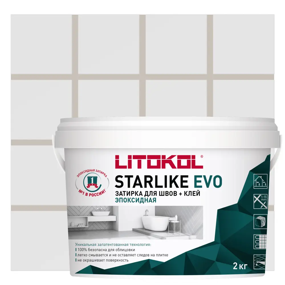 Эпоксидная затирка Litokol Starlike Evo - универсальное решение для плитки и мозаики 82860192 STLM-0037249