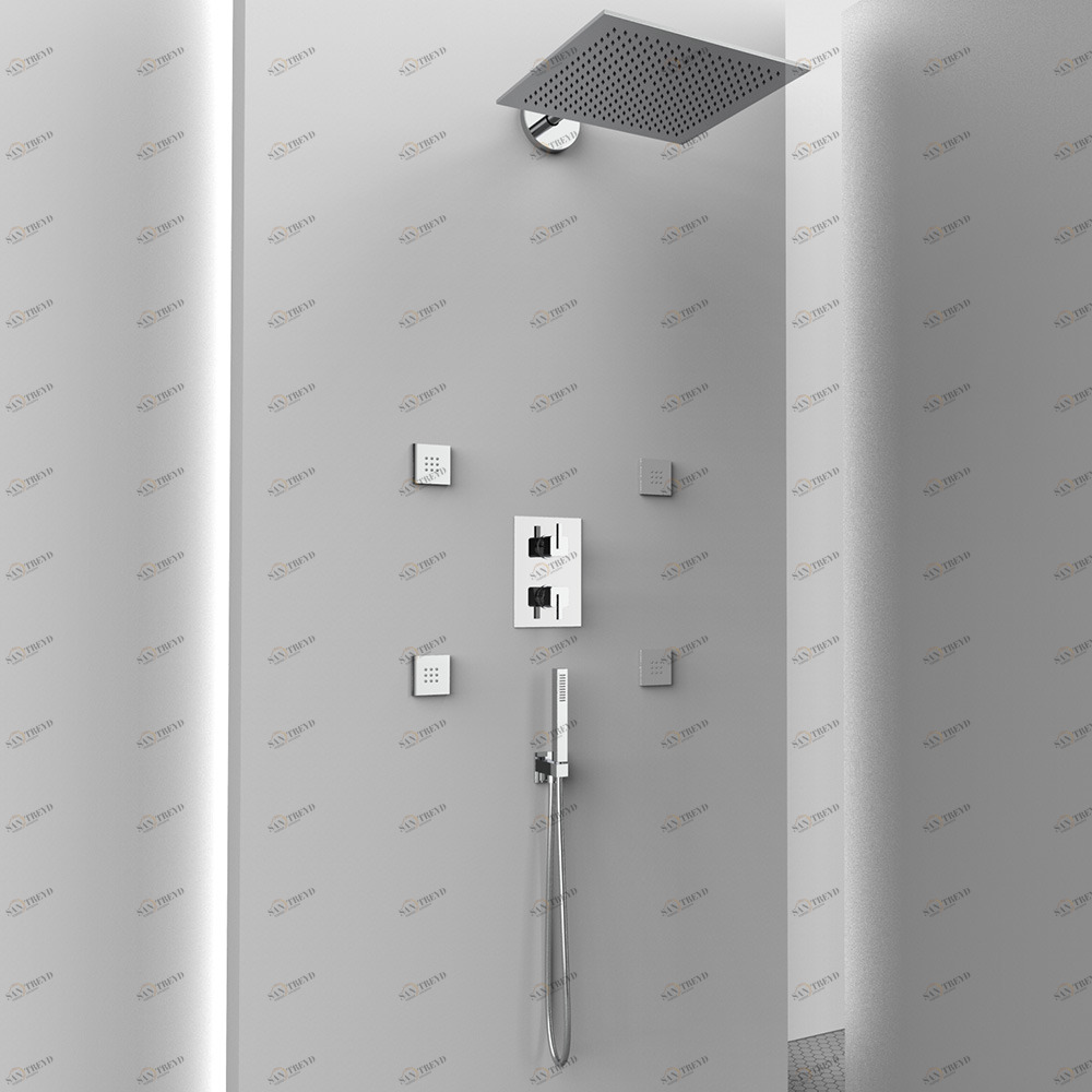 Graffio Квадратная внутренняя часть душа. <br /> Кронштейн, лейка для душа, встроенный смеситель, <br /> подключение к водопроводу c / sup, shower and flex, 4 жетона. AM430 M 