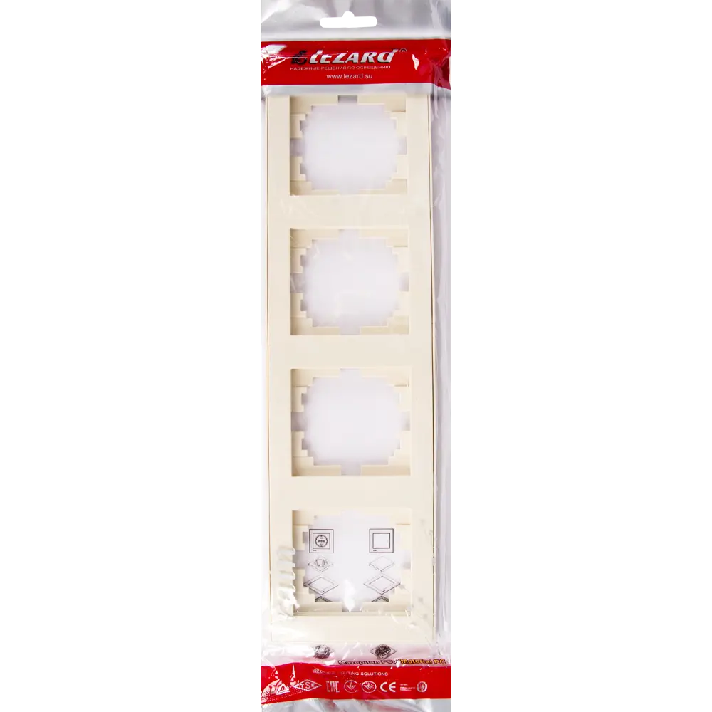 Рамка для розеток и выключателей Lezard Rain 4 поста, цвет бежевый 17753800 STLM-2209006 - Вид №4