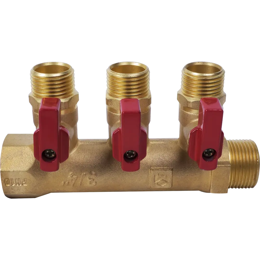 Коллектор с кранами 3 выхода 1x1/2" НР латунь 83980401 STLM-2166207 Santreyd  - Вид №1