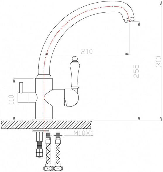 Смеситель ZorG Sanitary ZR 315 YF-33 BR для кухонной мойки, бронза - Вид №1