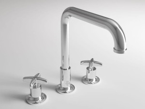 Высокий металлический кран для раковины с 3 отверстиями