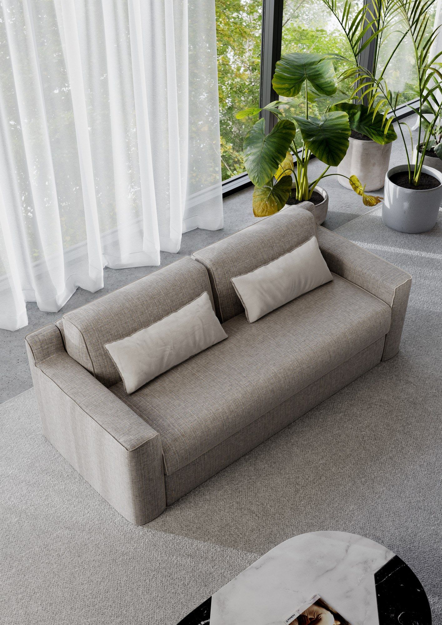 Двуспальный диван-кровать из ткани с полуостровом Milano Bedding JARREAU ARCH-00037997 - Вид №5