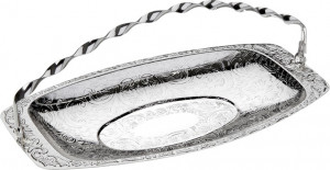 10611759 Queen Anne Блюдо для сладкого с ручкой Queen Anne 24х12см, сталь, посеребрение Сталь нержавеющая с посеребрением