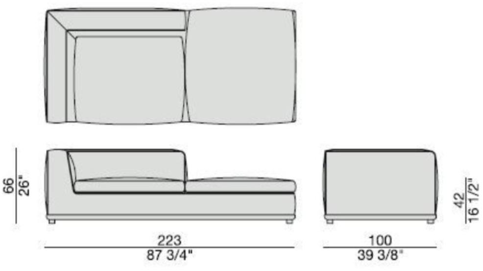 Porada Кожаный диван с шезлонгом Iron sun-id-1465994 - Вид №4