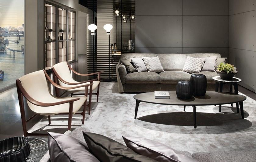 Giorgetti Кресло из орехового дерева и кожи с подлокотниками sun-id-1385403 - Вид №6