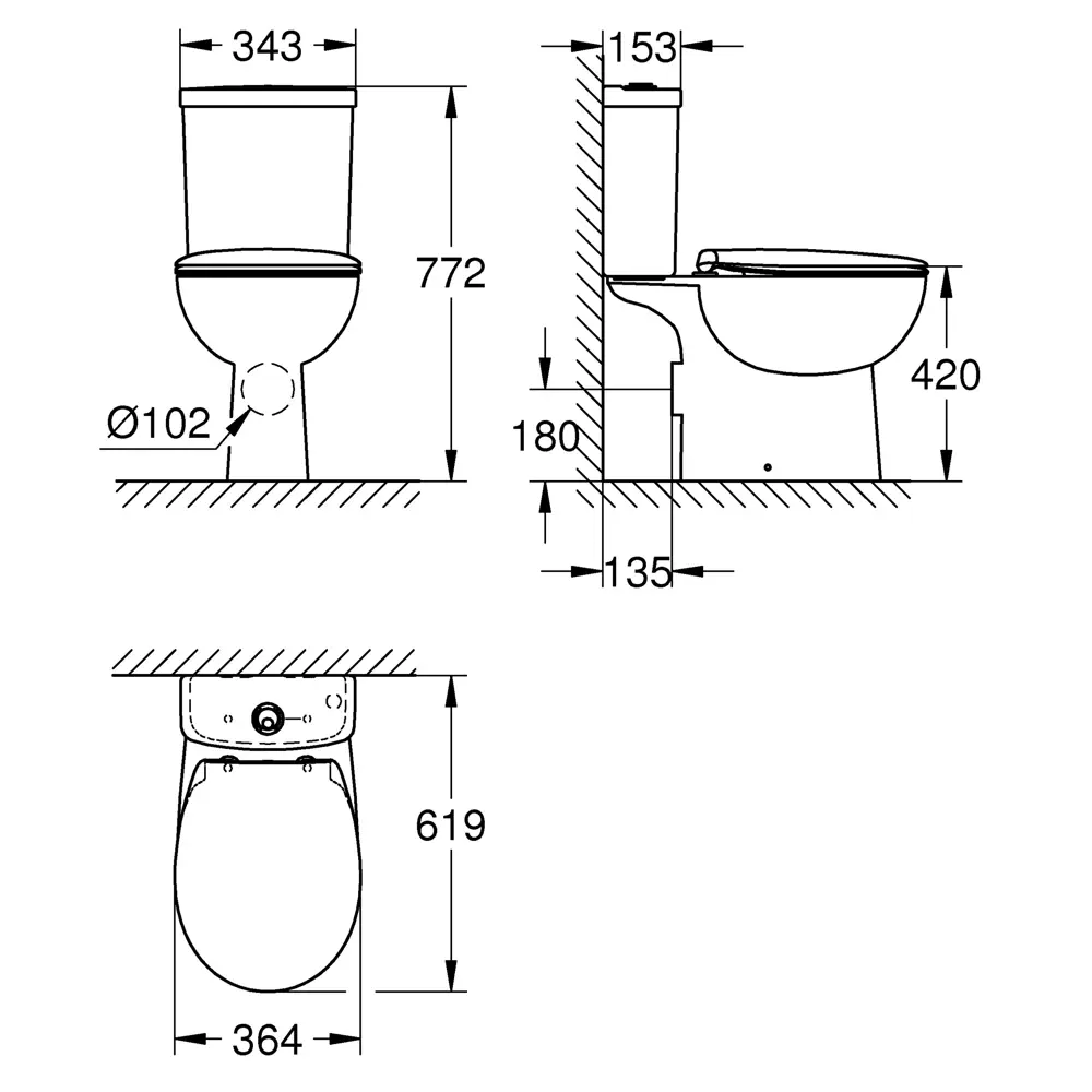 Унитаз-компакт Grohe Bau Ceramic горизонтальный выпуск двойной слив 82381381 STLM-2009193 - Вид №5