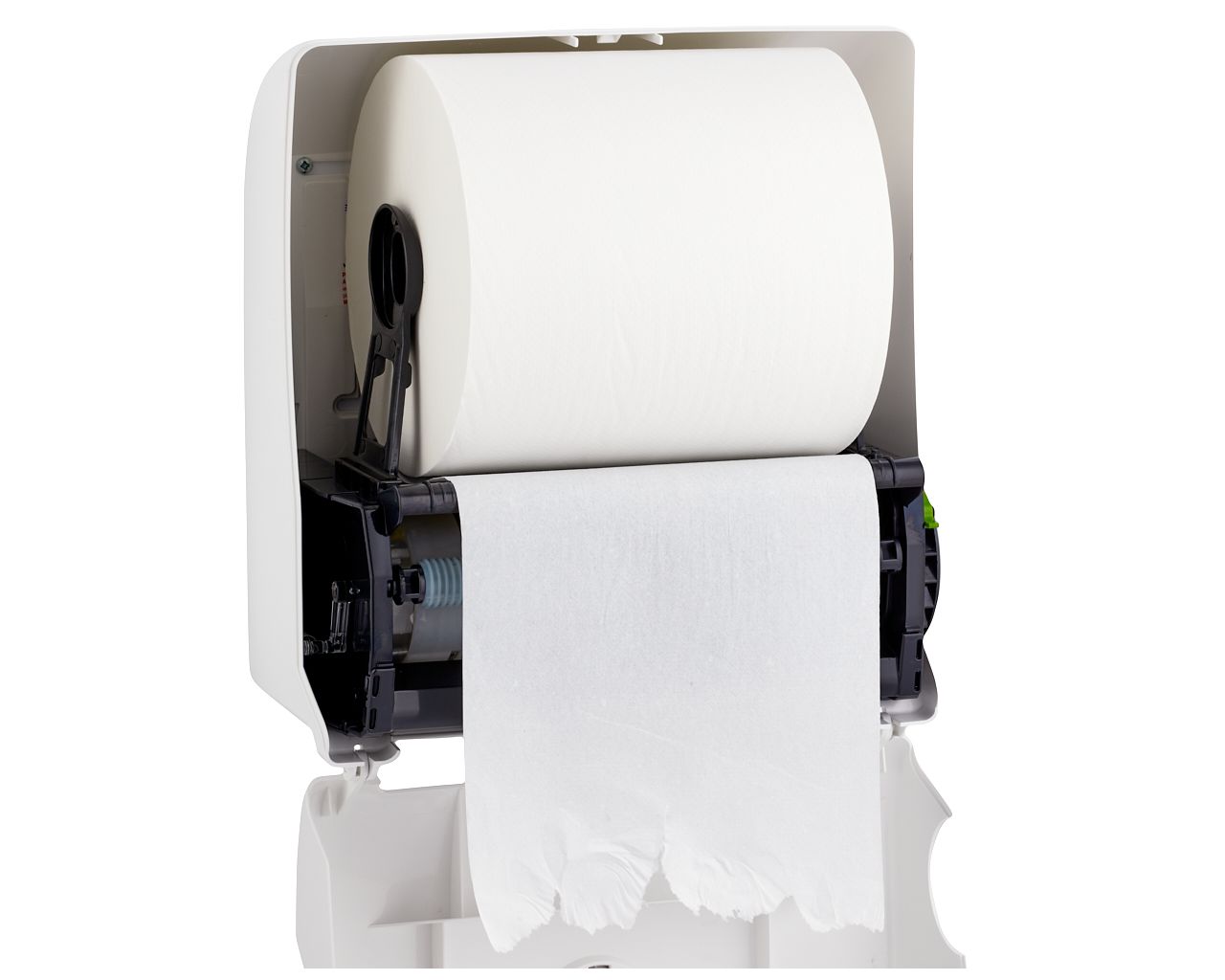 CTS302 TOP AUTOMATIC MAXI механический диспенсер для бумажных полотенец в рулонах, пластик ABS, глянцевый белый, серое окно Merida  - Вид №2