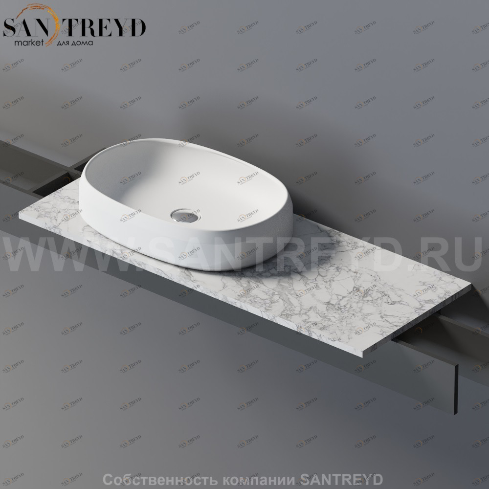 RIGO Столешница с отверстием под раковину LARIANA из белого мрамора ARIGP120MC Agape