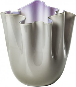 10640942 VENINI Ваза Venini "Фаццолетто Опалино" 31х23см (Фульвио Бьянкони, Паоло Венини), 1948г (серая, индиго) Стекло