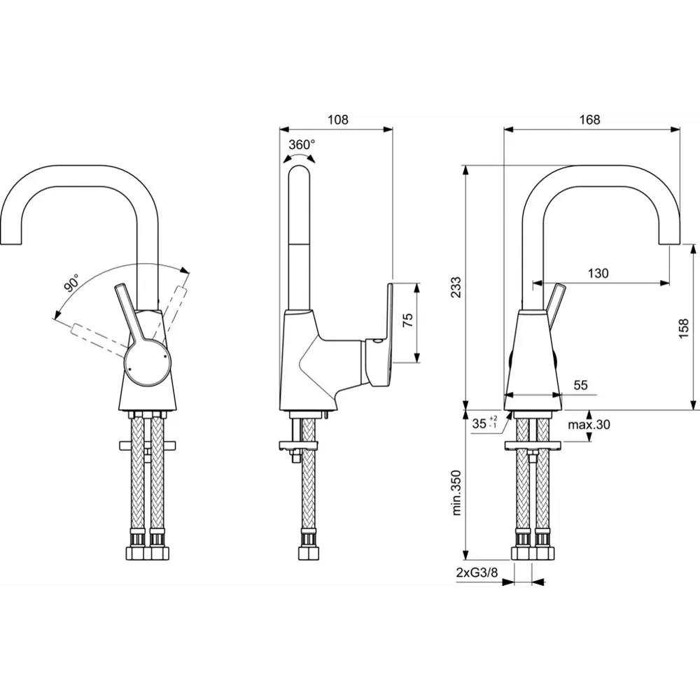 Смеситель для раковины Ideal Standard Idealstyle однорычажный высокий излив цвет хром 82022980 STLM-2131292 - Вид №4