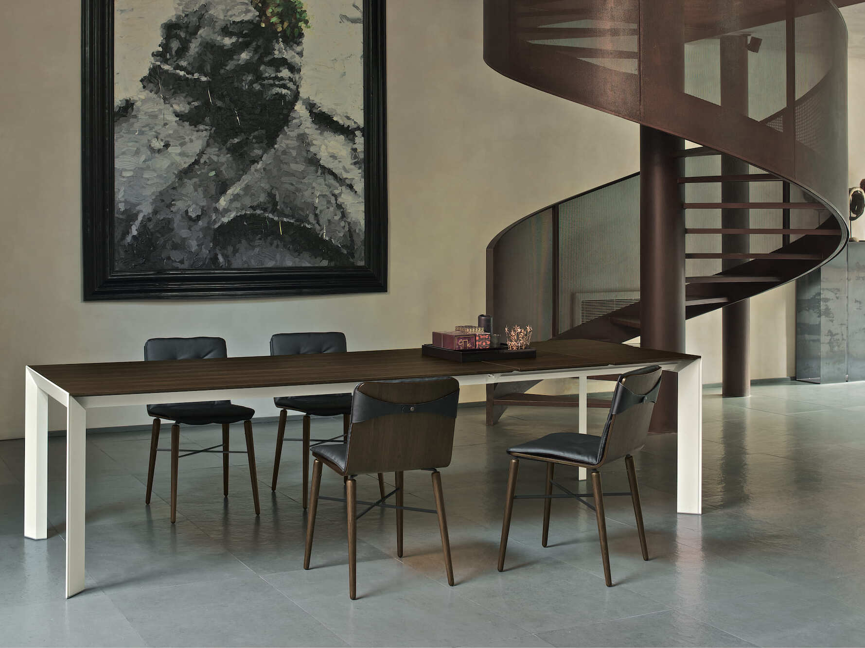 Выдвижной алюминиевый и деревянный обеденный стол Bontempi Casa GENIO ARCH-00125691