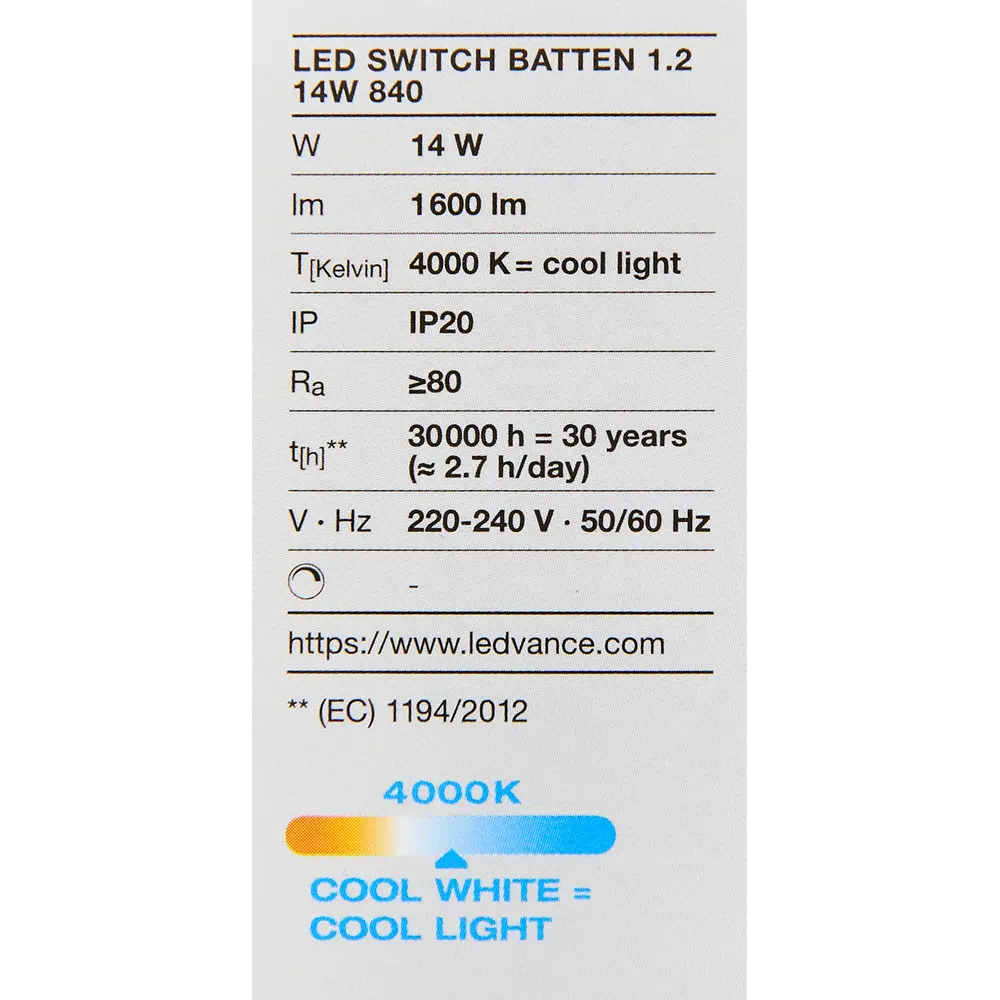 Светильник линейный светодиодный Ledvance LED Switch Batten 1173 мм 14 Вт, холодный белый свет 82321393 STLM-2041565  - Вид №5
