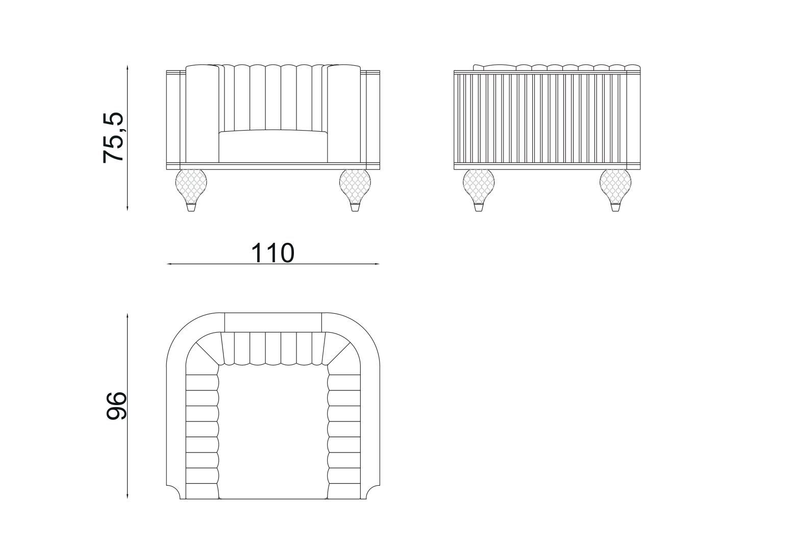 Тканевое кресло с подлокотниками Zebrano Velovis ARCH-00066196 - Вид №4