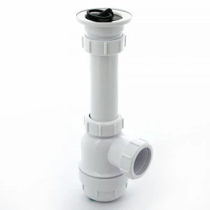 Сифон McAlpine бутылочный 1 1/2"х40 мм с выпуском 70 мм нерж. решетка пробкой выход компресс. D=40 мм