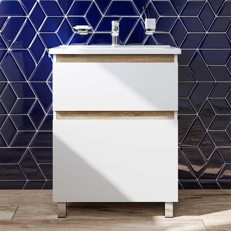 M85AFSX0652WG База под раковину напольная 65 см 2 ящика белый глянец AM.PM X-Joy 