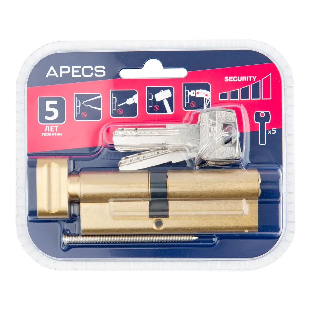 Цилиндр дверной APECS Pro с механизмом ключ-вертушка 50×40 мм золото 85559796 PRO LM STLM-0063857 - Вид №2