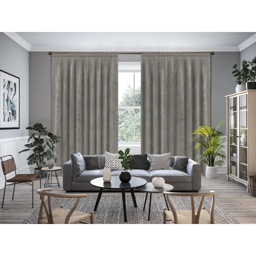 Ткань 1 м/п Однотонный шенилл 300 см цвет серый GARDEN STLM-2206992 - Вид №4