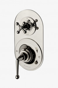 DSTH33 Термостатическая металлическая рычажная ручка на приборной панели с металлической крестообразной ручкой Трехходовая переключающая отделка Waterworks