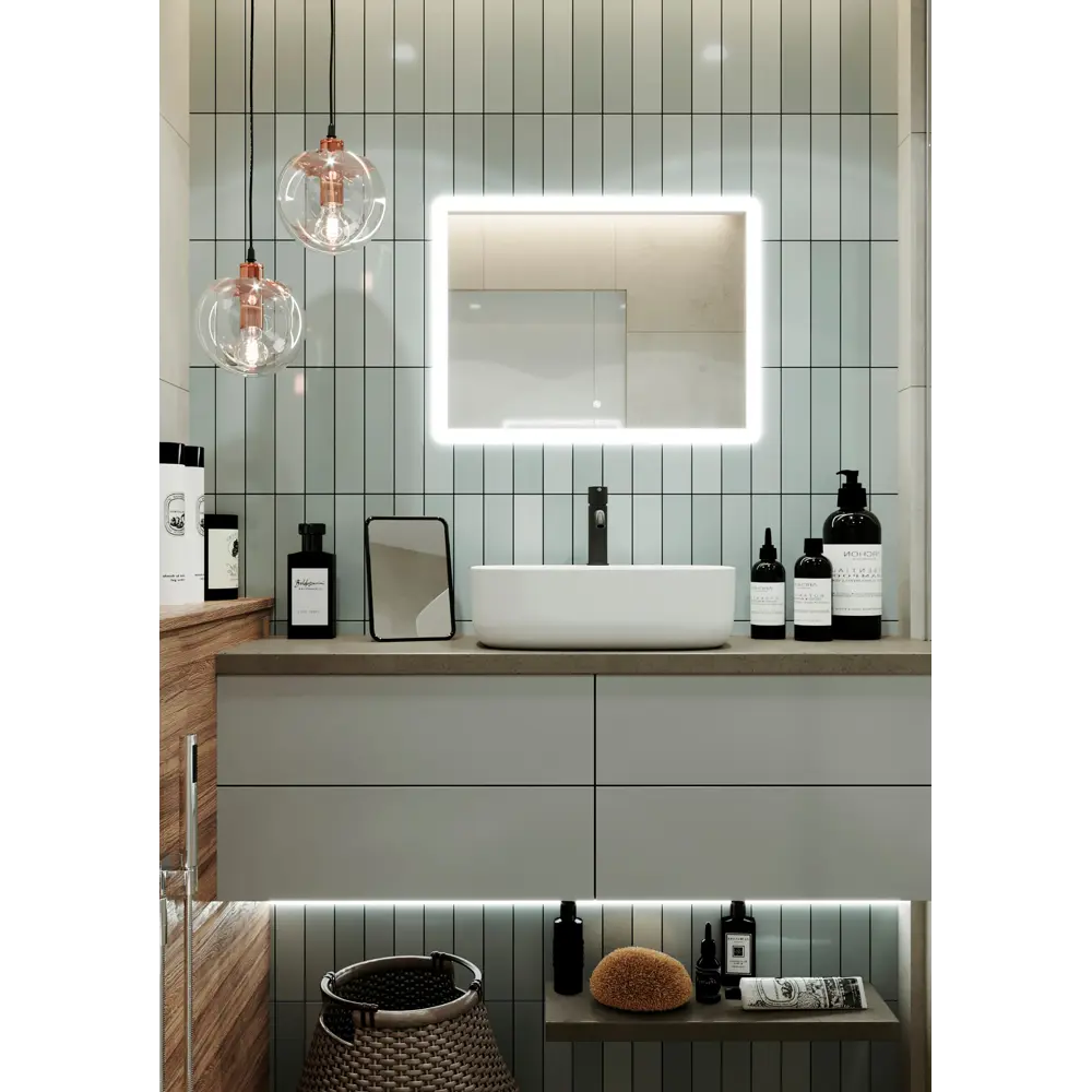 Зеркало для ванной Omega Glass Тип 1 SD93 с подсветкой 60x90 см прямоугольное STLM-2147657 - Вид №1