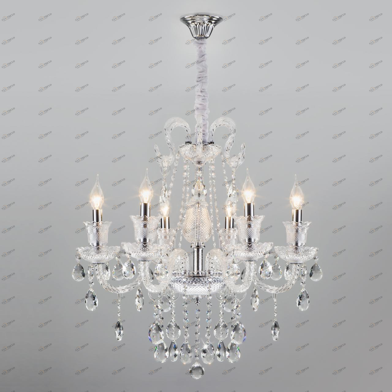 Люстра хрустальная подвесная белая 6 ламп Bogates Gabrielle Strotskis 336/6 BOGATES ДИЗАЙНЕРСКИЕ, GABRIELLE 00-3834046 Белый 