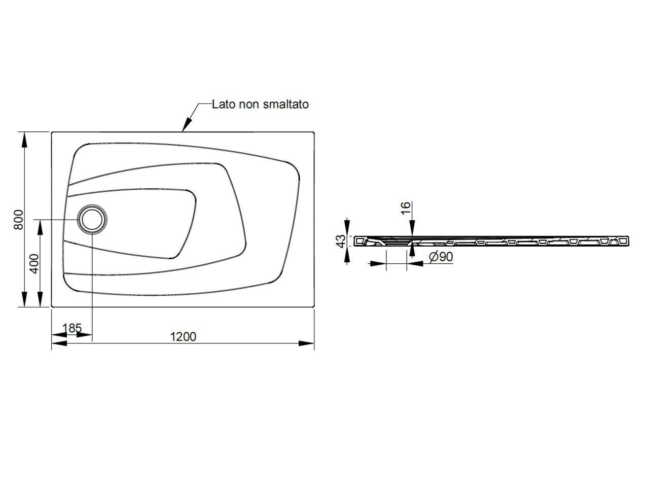 Керамический нескользящий прямоугольный поддон для душа Ceramica Dolomite за пределами ARCH-00148401 - Вид №119