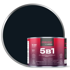 ЛАКРА Грунт-эмаль 5в1 по ржавчине черная 0.4 л - защита металла до 12 лет 89410846
