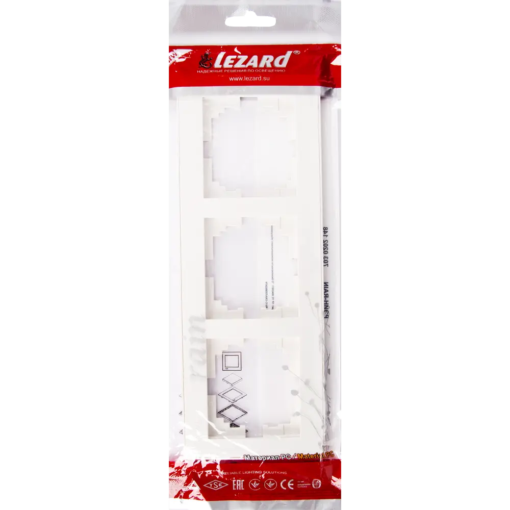 Рамка для розеток и выключателей Lezard Rain 3 поста, цвет белый 17753519 STLM-2132536 - Вид №4