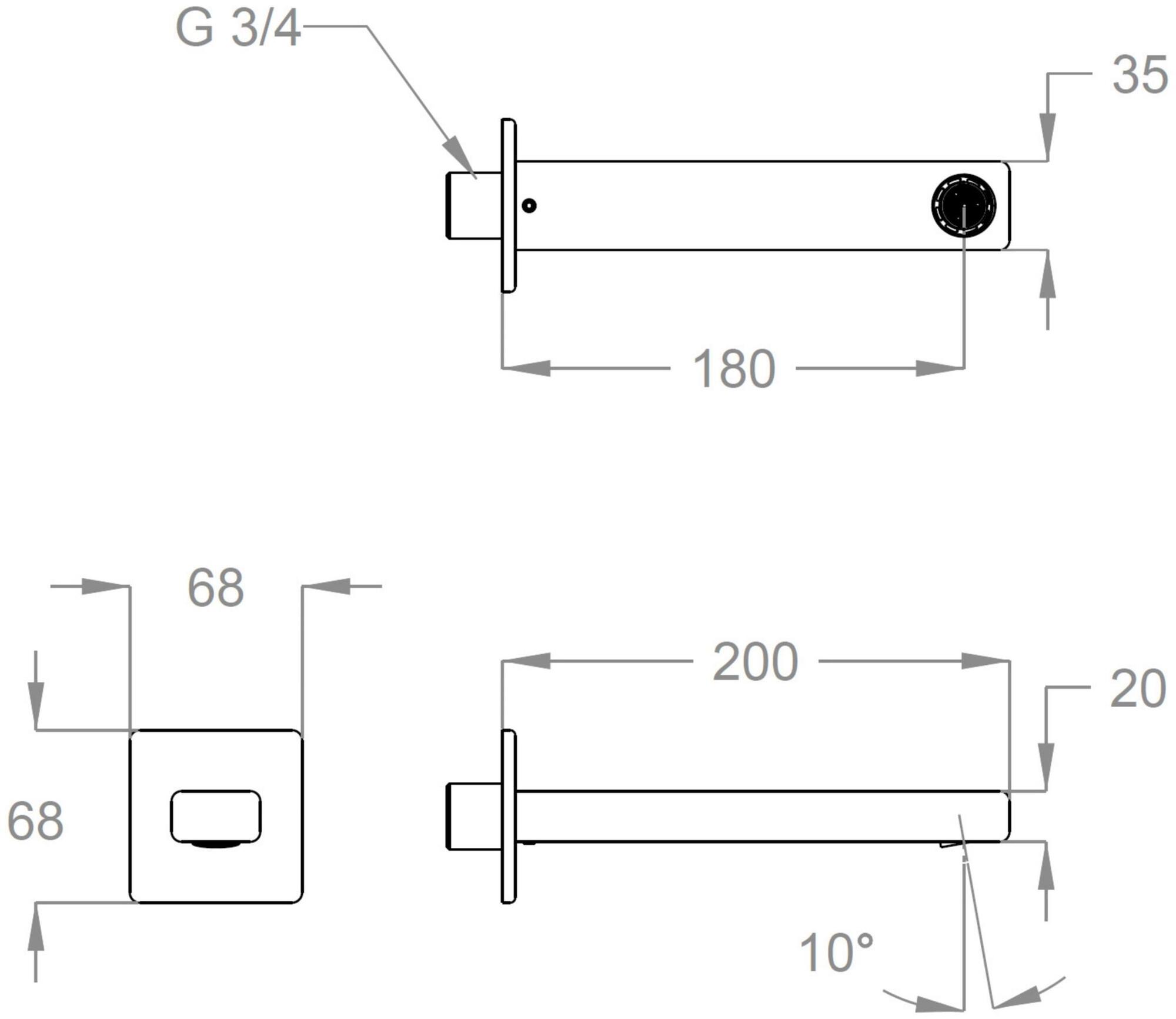 Fir Italia Настенный излив из латуни Kelio 63 6344115 - Вид №1