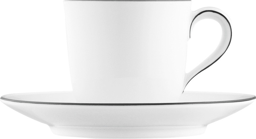 10642838 Furstenberg Чашка для эспрессо с блюдцем Furstenberg "Вагенфельд" 100мл (с чёрным кантом) Фарфор 
