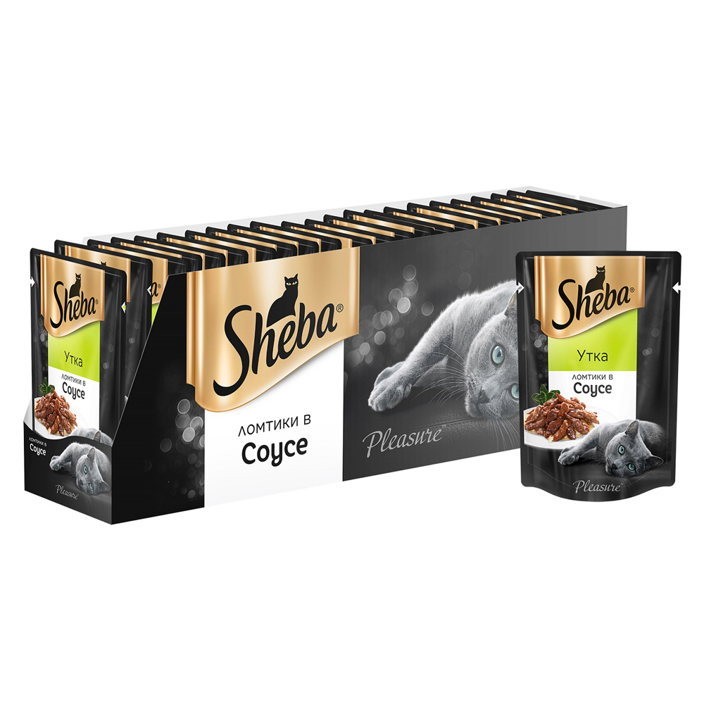 ПР0030532*24 Корм для кошек Pleasure ломтики в соусе утка пауч 85г (упаковка - 24 шт) SHEBA 