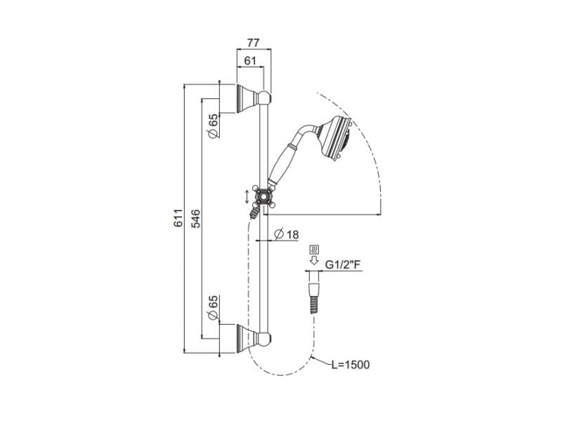 Подъемы и подъемы с рампой CARIMALI COLONIAL H60 DOCCIA ANTICA ARCH-00149822 - Вид №1