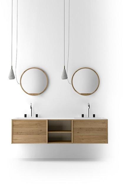 Callesella Arredamenti Двойная подвесная тумба под умывальник из дуба Cocò COCO sun-id-1433758 - Вид №1