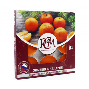 1300914 Свеча чайная 100 г 9 шт. "Зимний Мандарин" РСМ