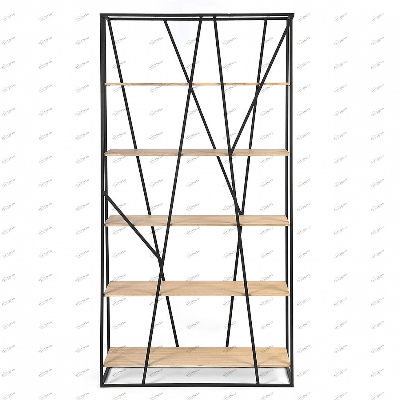 Стеллаж металлический, светлый дуб Powell black INTELLIGENT DESIGN  260751 Коричневый;черный 