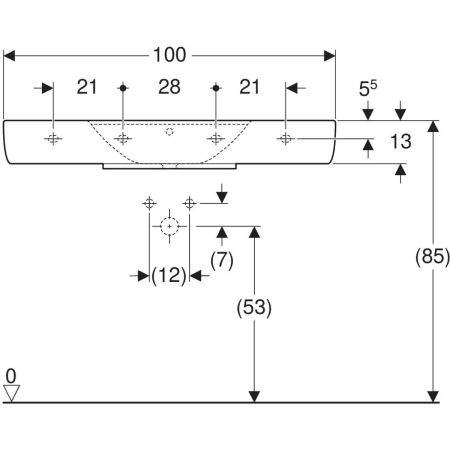 125100000 Накладная раковина Geberit Renova Plan с полкой Geberit  - Вид №10