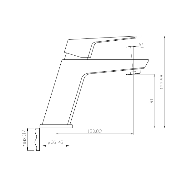 35-04P GRANO black  Смеситель для умывальника  ARGO kran 3504pgranoblack - Вид №1