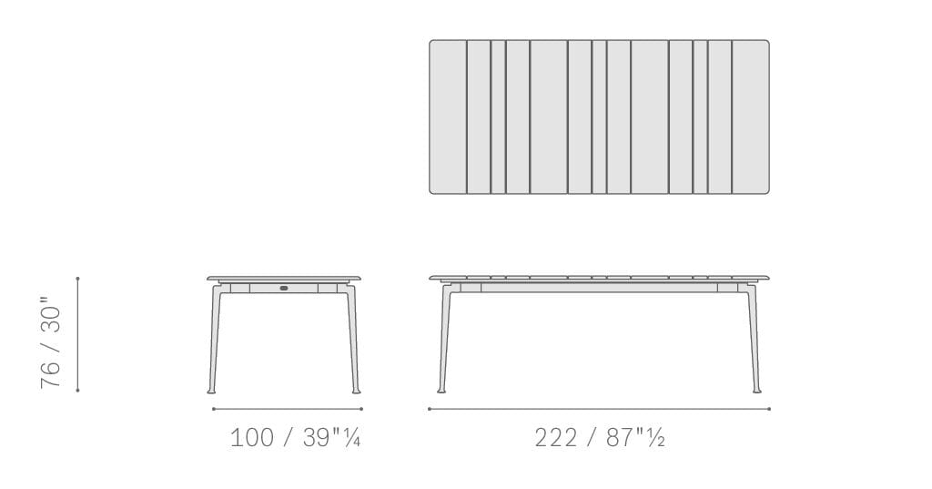 Алюминиевый и деревянный прямоугольный садовый стол Poltrona Frau SOLARIA ARCH-00031017 - Вид №7