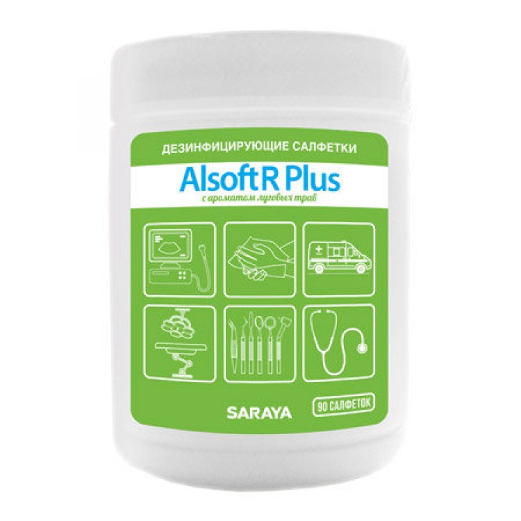 67027 SARAYA СНГ, Россия Дезинфицирующие салфетки Saraya Alsoft R Plus 67027 в упаковке по 90 шт 